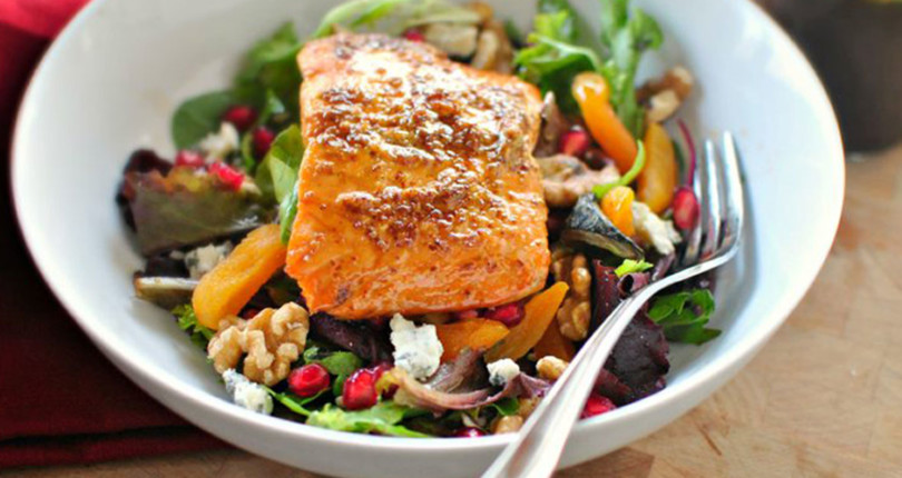 Broiled Glazed Salmon Winter Salad