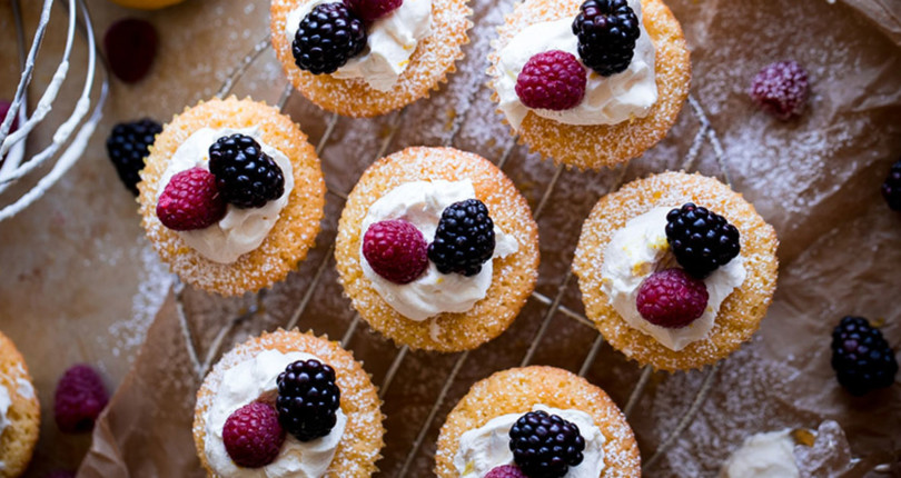 Mini Cornmeal Cakes with Whipped Mascarpone and Fresh Berries